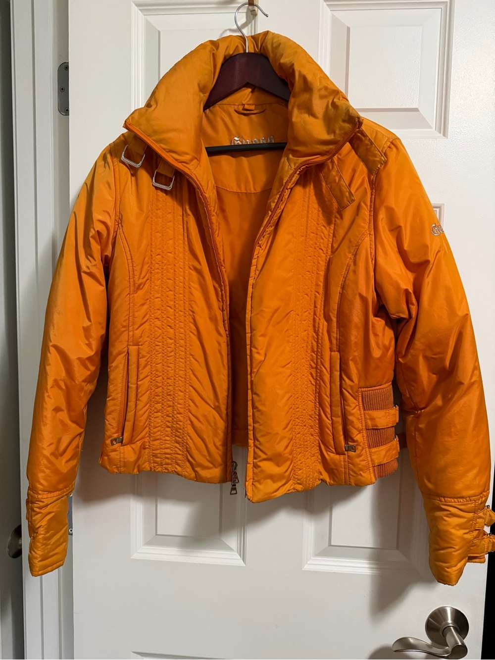 Guess Bright Orange Quilted Puffer Jacket